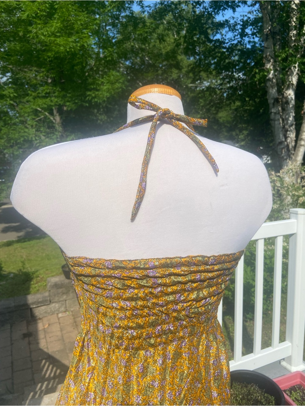 PURE SILK Golden floral midi - Picture 4 of 5